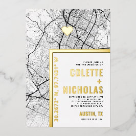 Invitación Con Relieve Metalizado Localizador de Amor en Austin, Texas | Boda con te