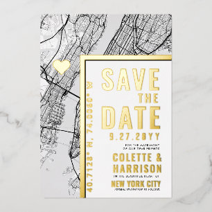 Invitación Con Relieve Metalizado Localizador de Amor en la Ciudad de Nueva York   B