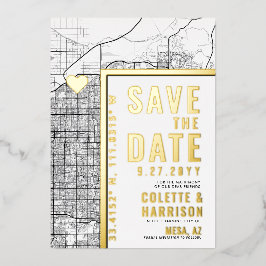 Invitación Con Relieve Metalizado Localizador de Mesa de Amor | Ahorro de Fecha de B
