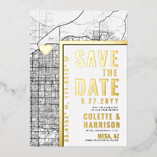 Invitación Con Relieve Metalizado Localizador de Mesa de Amor   Ahorro de Fecha de B