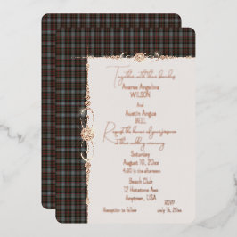 Invitación Con Relieve Metalizado Lochaber Tartan Plaid