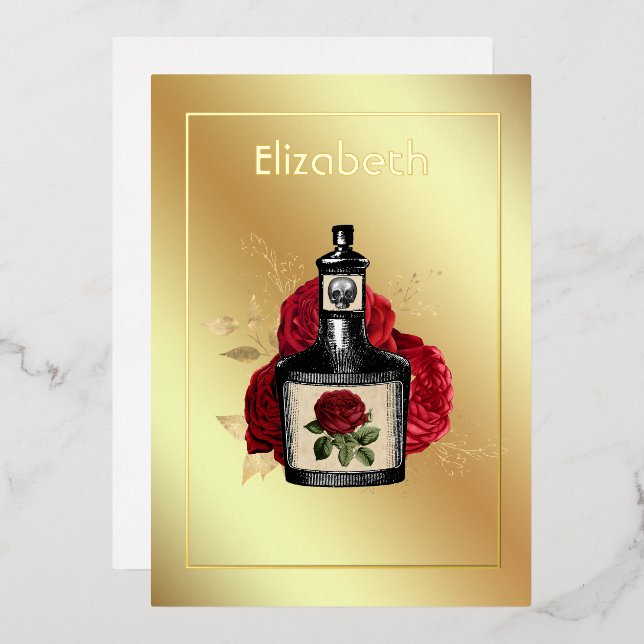 Invitación Con Relieve Metalizado Loción de veneno floral Invitat Relieve metalizado (Anverso/Reverso)