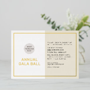 Invitación Con Relieve Metalizado Logo de la empresa GALA BALL oro de marfil neutro 