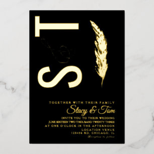 Invitación Con Relieve Metalizado Logo de Pampas Ampersand Boda Estampado 