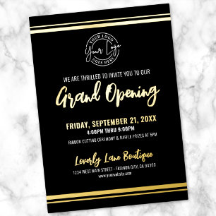 Invitación Con Relieve Metalizado Logo Gran Apertura Empresarial