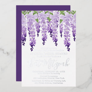 Invitación Con Relieve Metalizado Logotipo corporativo de Watercolor Wisteria para B
