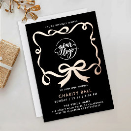 Invitación Con Relieve Metalizado Logotipo de cinta simple negro oro Gala anual de n