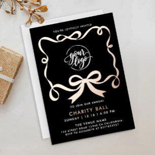 Invitación Con Relieve Metalizado Logotipo de cinta simple negro oro Gala anual de n
