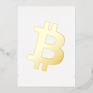 Invitación Con Relieve Metalizado Logotipo de criptografía de Bitcoin