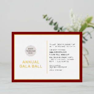 Invitación Con Relieve Metalizado logotipo de GALA BALL moderno minimal rojo burgund