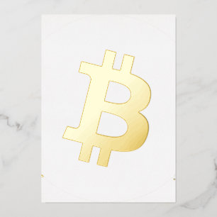 Invitación Con Relieve Metalizado Logotipo de la criptomoneda Bitcoin