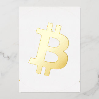 Invitación Con Relieve Metalizado Logotipo de la criptomoneda Bitcoin