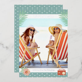 Invitación Con Relieve Metalizado 'Los Navidades De Verano De Playa Tropical Mar-Sol