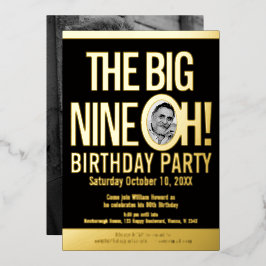 Invitación Con Relieve Metalizado ¡Los Nueve Grandes! 90.ª foto gráfica de cumpleaño