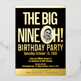 Invitación Con Relieve Metalizado ¡Los Nueve Grandes! 90.ª foto gráfica de cumpleaño