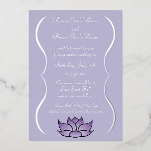 Invitación Con Relieve Metalizado Loto exquisito en morado