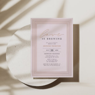 Invitación Con Relieve Metalizado Love is Brewing Despedida de Soltera Rosa Dorado