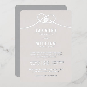 Invitación Con Relieve Metalizado Love Knot Union Double Happiness Chinese Boda F