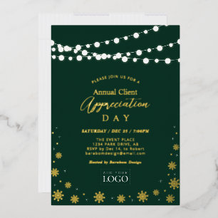 Invitación Con Relieve Metalizado Luces de Cadena Logotipo de la Fiesta de Agradec