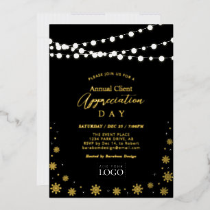 Invitación Con Relieve Metalizado Luces de Cadena   Logotipo de la Fiesta de Agradec