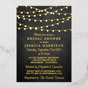 Invitación Con Relieve Metalizado Luces de Cuerda Modernas para Despedida de Soltera