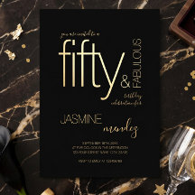 Lujo Cumpleaños 50 y Fabuloso Negro Oro Elegante