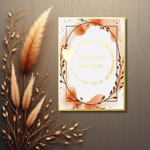 Invitación Con Relieve Metalizado Lujo dorado rústico boho floral Boda