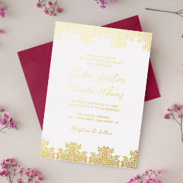 Invitación Con Relieve Metalizado Lujo Mandala Geométrico Estético Boda