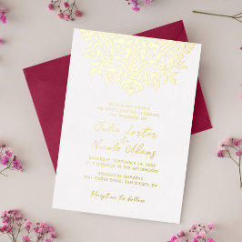 Invitación Con Relieve Metalizado Lujo Mandala Geométrico Estético Boda