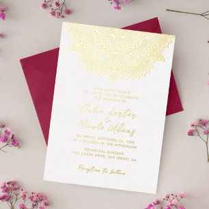 Invitación Con Relieve Metalizado Lujo metálico geométrico brillante de boda