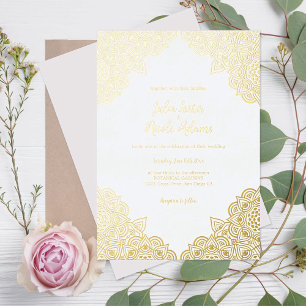 Invitación Con Relieve Metalizado Lujo metálico geométrico brillante para bodas