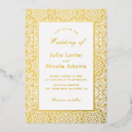 INVITACIÓN CON RELIEVE METALIZADO LUJO METÁLICO GEOMÉTRICO BRILLANTE PARA BODAS