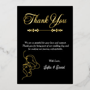 Invitación Con Relieve Metalizado Lujo Pareja Artística Boda en Blanco y Negro Chic