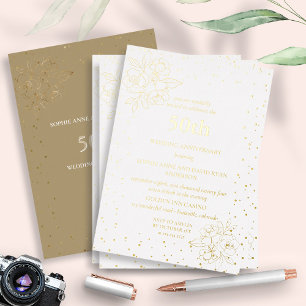 Invitación Con Relieve Metalizado Lujo Real Hoja 50 Aniversario de Boda
