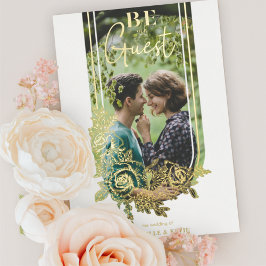 Invitación Con Relieve Metalizado Lujoso Arco floral de moda, sea nuestra foto de in