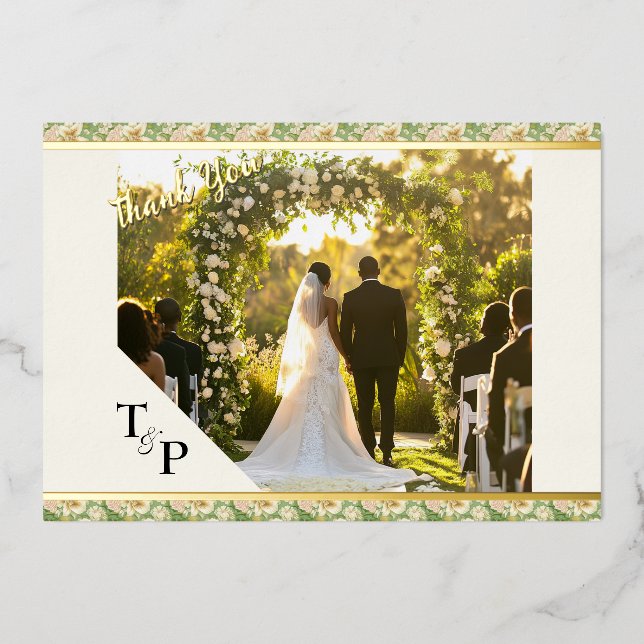 Invitación Con Relieve Metalizado Lujoso Lujo, Tiger Lily & Mint, Gracias, Relieve m (Anverso)