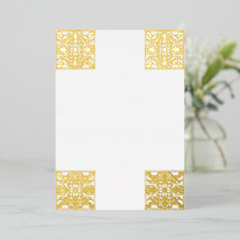 Invitación Con Relieve Metalizado Lujoso Relieve metalizado dorado Marco barroco en 