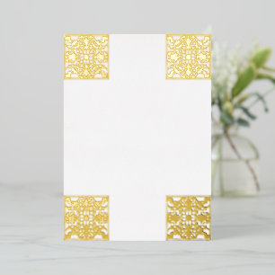 Invitación Con Relieve Metalizado Lujoso Relieve metalizado dorado Marco barroco en 