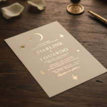 Luna y Estrellas Signo Estelar Celeste Boda Dorad