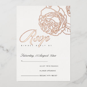 INVITACIÓN CON RELIEVE METALIZADO LUXE ELEGANT ROSADO ROSA ORO FLORAL RSVP