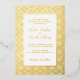 Invitación Con Relieve Metalizado Luxury Aesthetic Geometrical Mandala Wedding