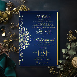 Invitación Con Relieve Metalizado Luxury Gold Mandala Boda musulmán Nikah