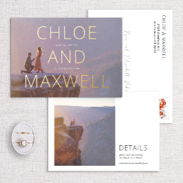 Invitación Con Relieve Metalizado Luxury Modern Bold Names Photo Save the Date