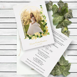 Invitación Con Relieve Metalizado Luxury Romantic Ivy Arch Spanish Quinceañera Photo