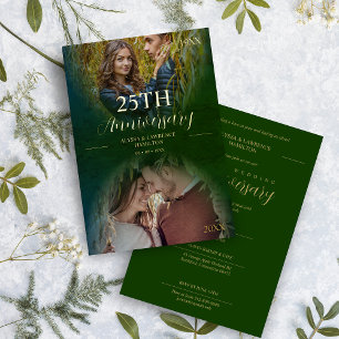 Invitación Con Relieve Metalizado Luxury Wedding Anniversary 2 Photos Overlay Oval