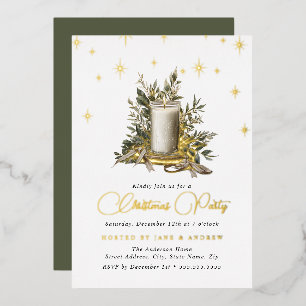 Invitación Con Relieve Metalizado Luz de vela de brillo festivo Navidad 