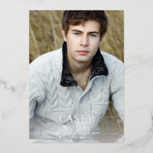 Invitación Con Relieve Metalizado Luz vertical del partido de graduación fotográfica