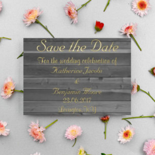 Invitación Con Relieve Metalizado Madera rústica para salvar la fecha