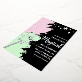 Invitación Con Relieve Metalizado Magical Birthday