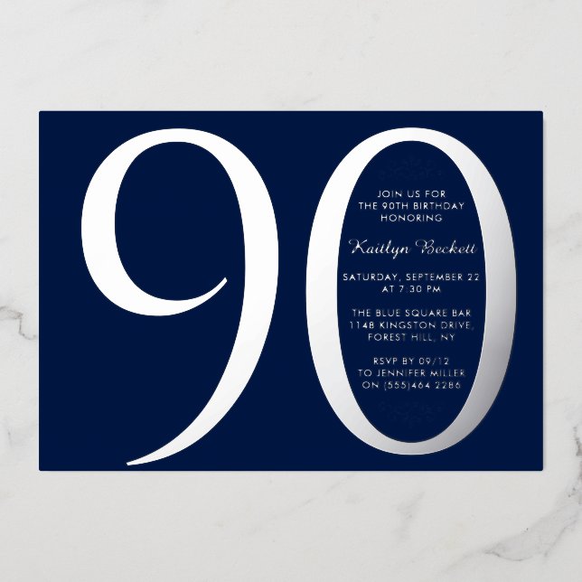 Invitación Con Relieve Metalizado Magnífica tipografía simple Cumpleaños Real (Anverso)